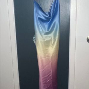 Ombré Steve Madden cowl neck adjustable strap midi dress